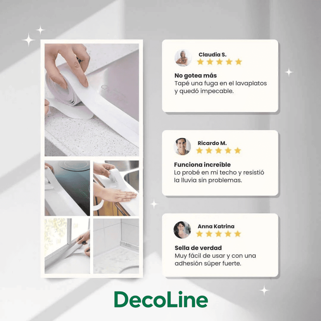 DecoLine™ Cinta Selladora Impermeable para Baño y Cocina Pack x2 12M