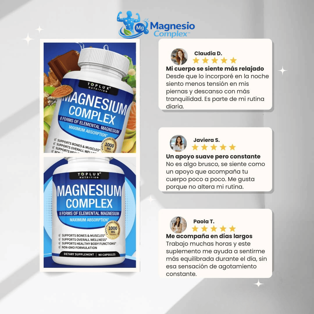 Magnesio Complex™ Suplemento Premium, Apoya la Energía, el Descanso, la Salud Muscular y Osea