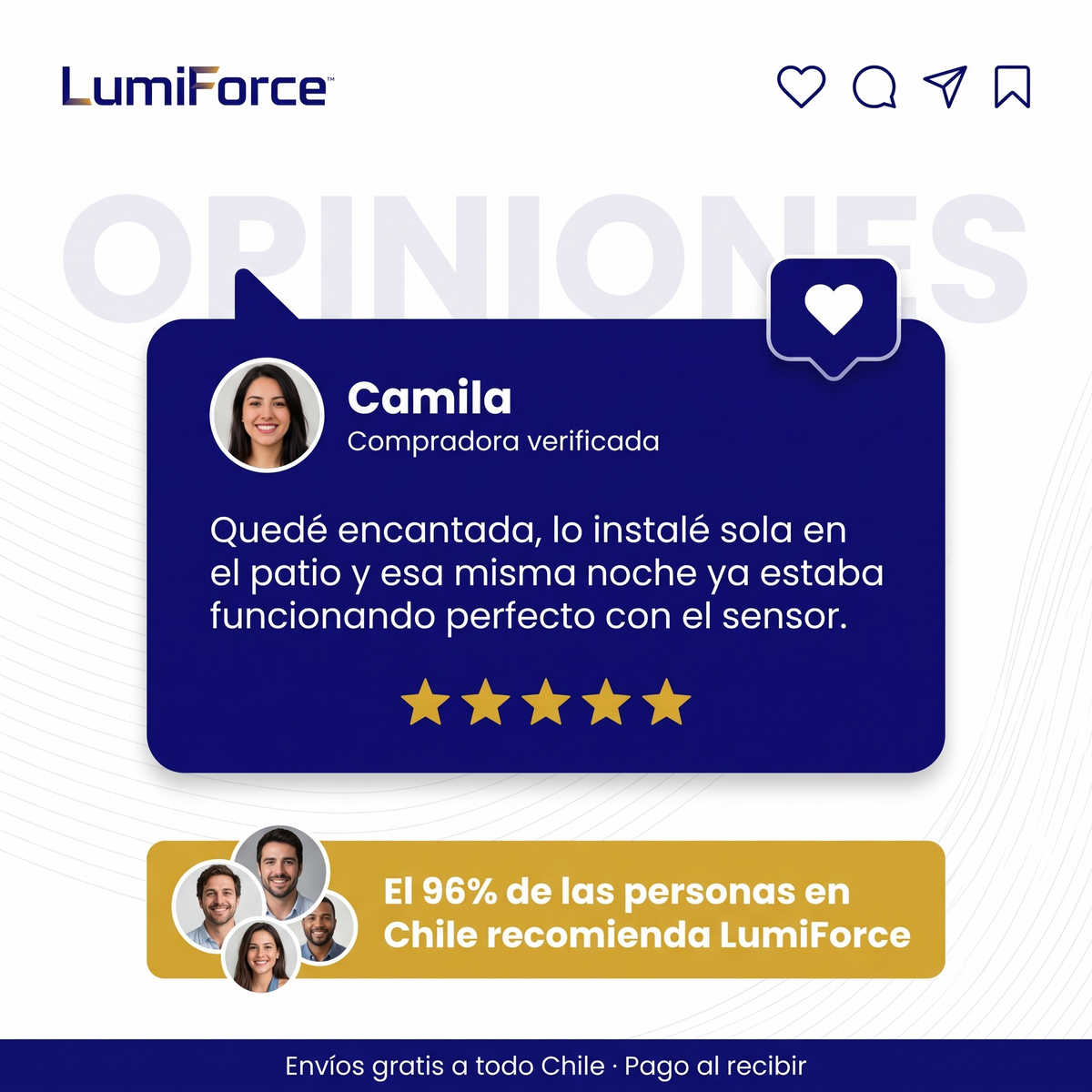 LumiForce™ Pack De 3 Focos LED Solares Para Exterior Con Sensor De Movimiento