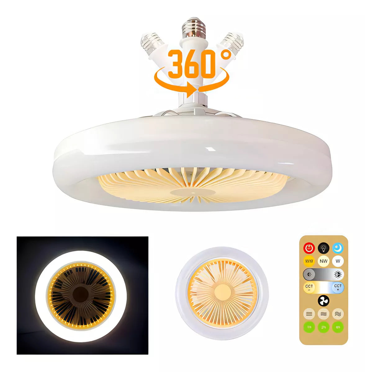 Luz Led con Ventilador de Techo y Control