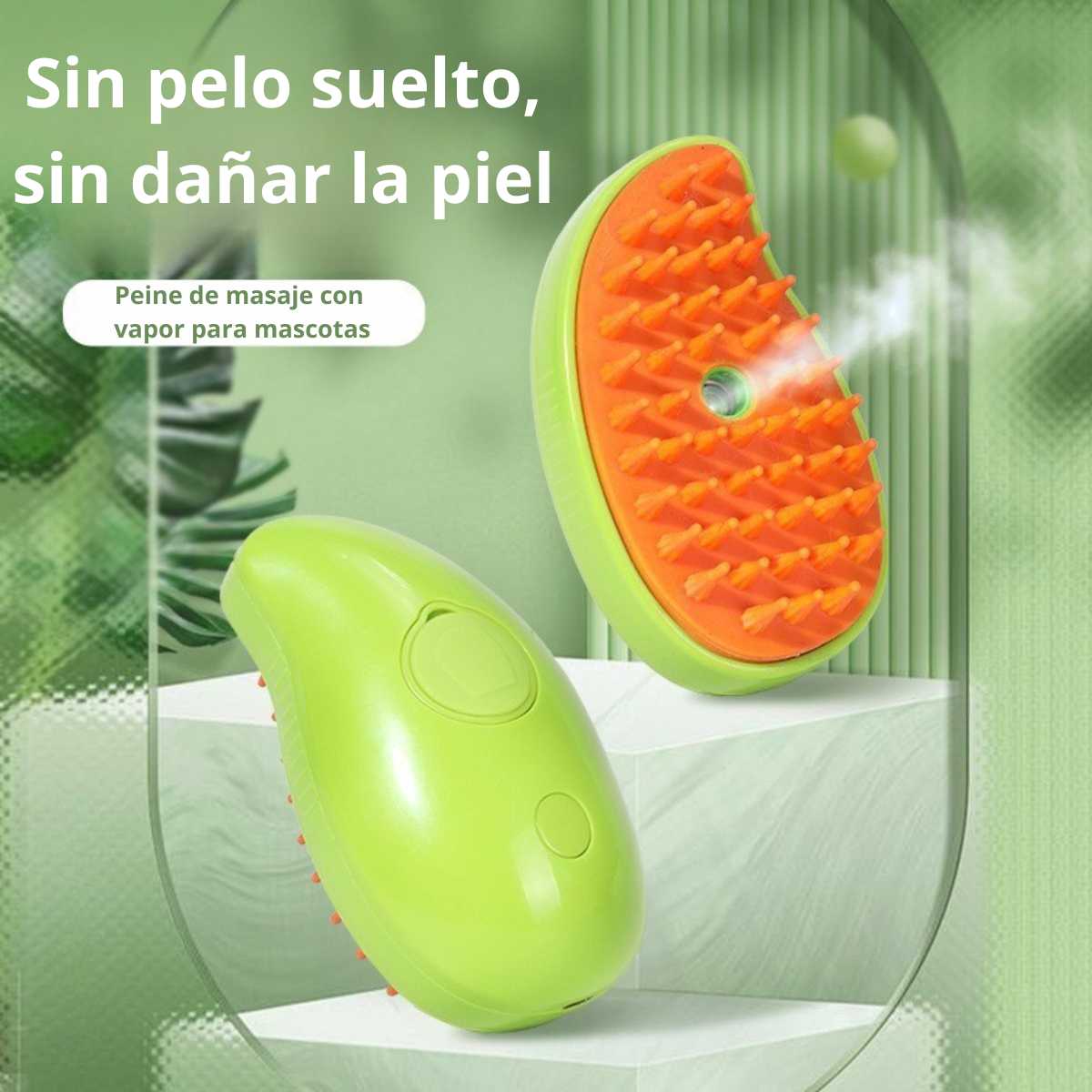 Cepillo a Vapor para Mascotas – Limpieza Profunda y Masaje Suave (Recargable USB)