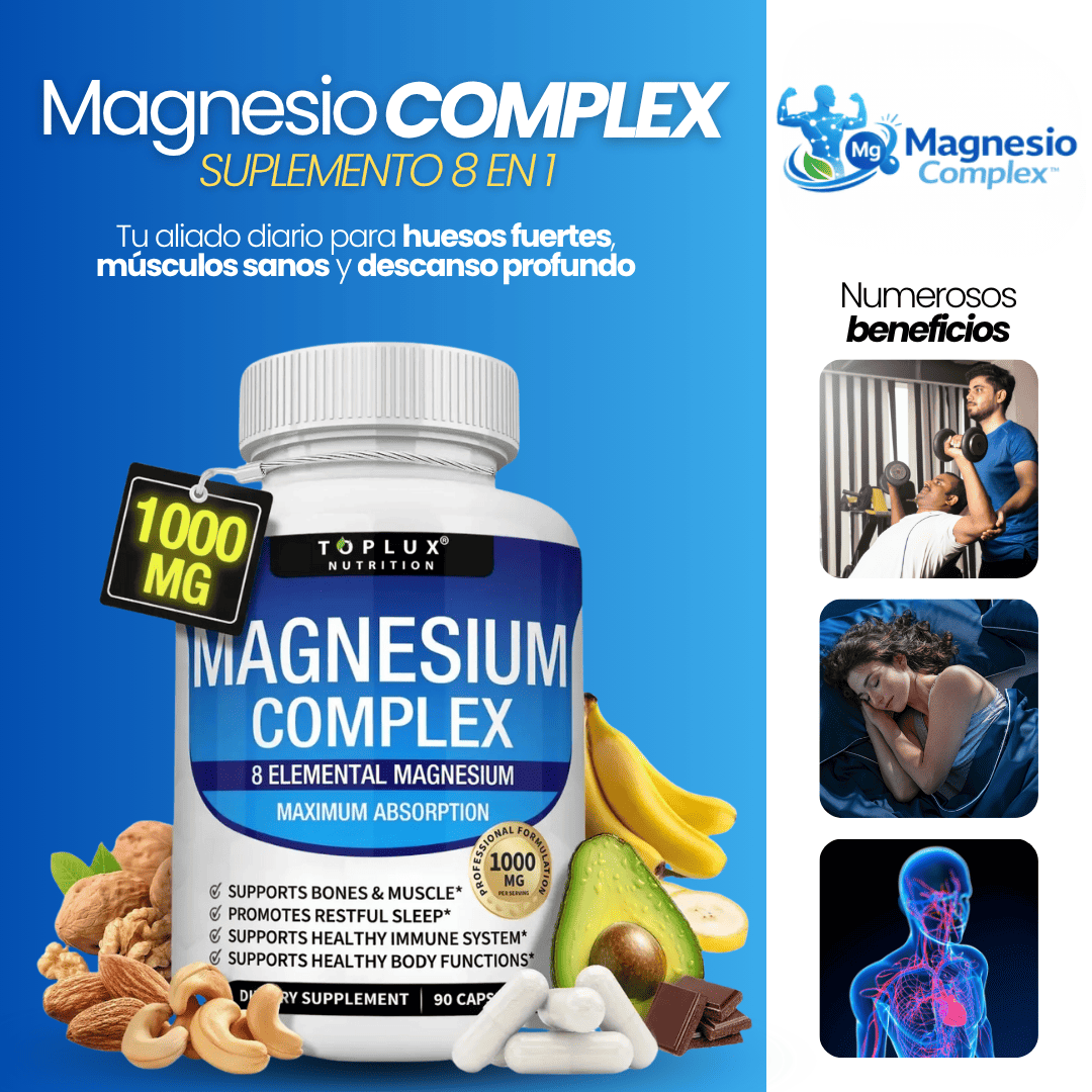 Magnesio Complex™ Suplemento Premium, Apoya la Energía, el Descanso, la Salud Muscular y Osea