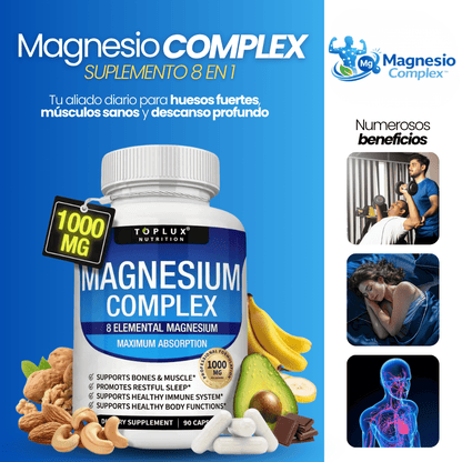 Magnesio Complex™ Suplemento Premium, Apoya la Energía, el Descanso, la Salud Muscular y Osea