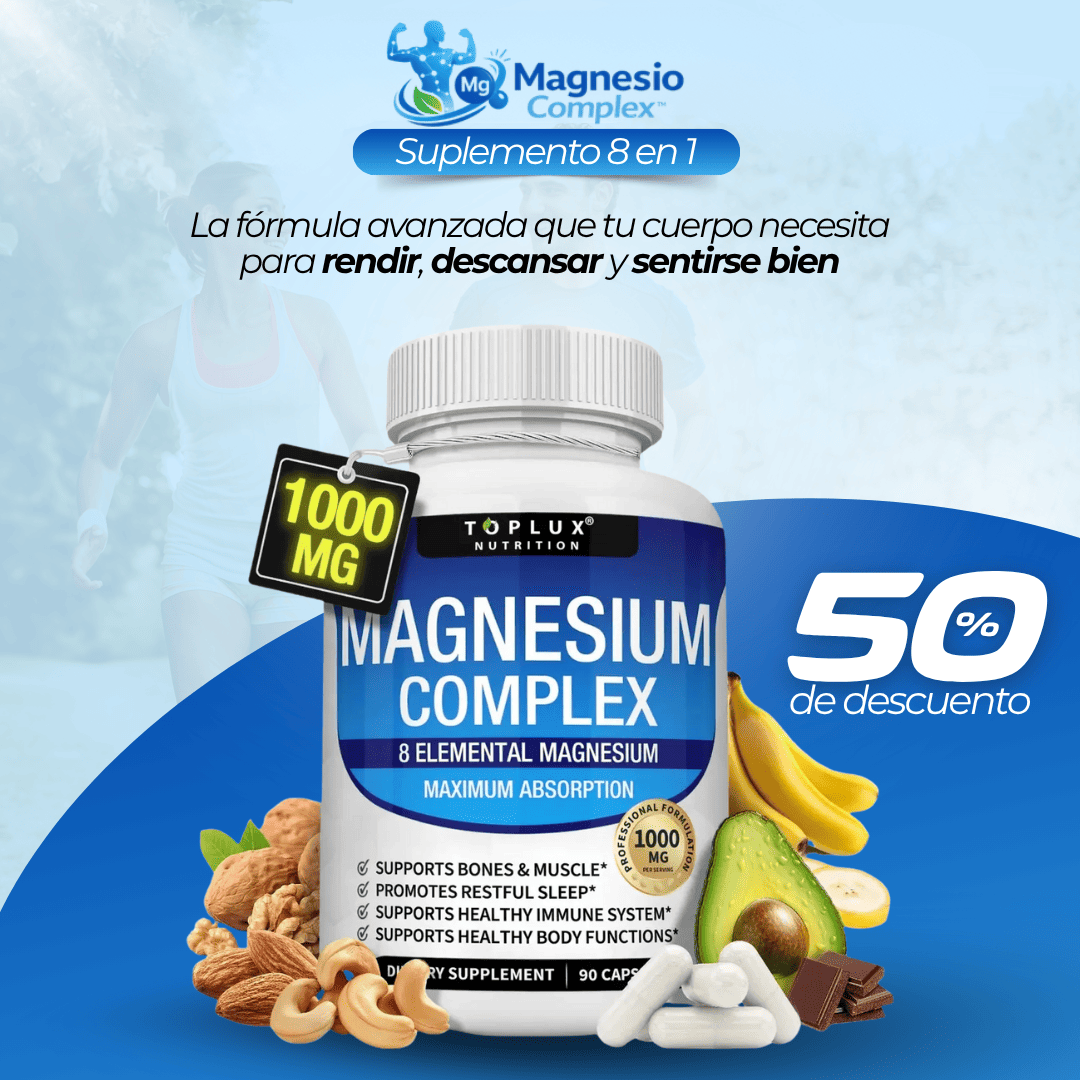 Magnesio Complex™ Suplemento Premium, Apoya la Energía, el Descanso, la Salud Muscular y Osea