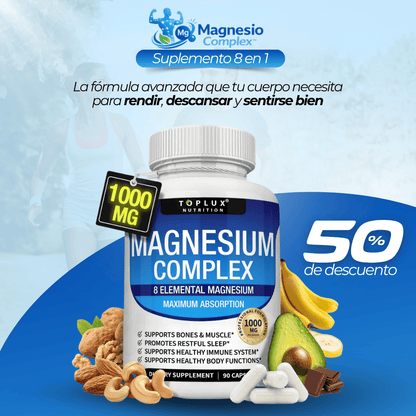 Magnesio Complex™ Suplemento Premium, Apoya la Energía, el Descanso, la Salud Muscular y Osea