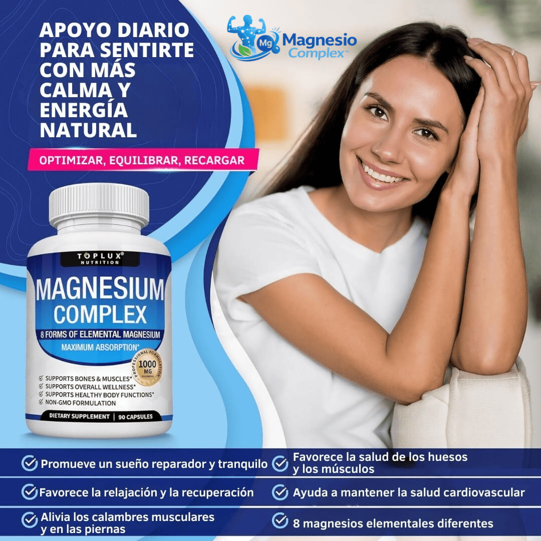 Magnesio Complex™ Suplemento Premium, Apoya la Energía, el Descanso, la Salud Muscular y Osea