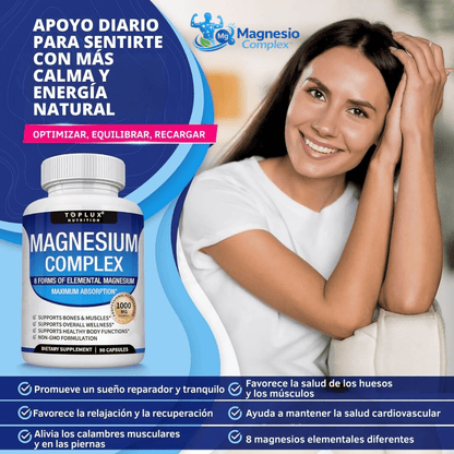 Magnesio Complex™ Suplemento Premium, Apoya la Energía, el Descanso, la Salud Muscular y Osea