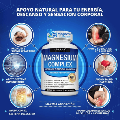 Magnesio Complex™ Suplemento Premium, Apoya la Energía, el Descanso, la Salud Muscular y Osea