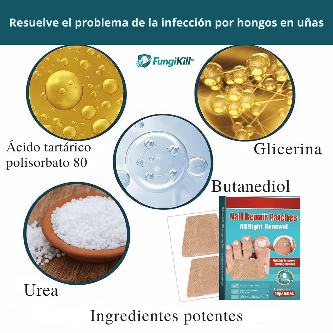 FungiKill™ Parche Elimina Hongos en Uñas, Protege y Restaura Pack x36 Parches