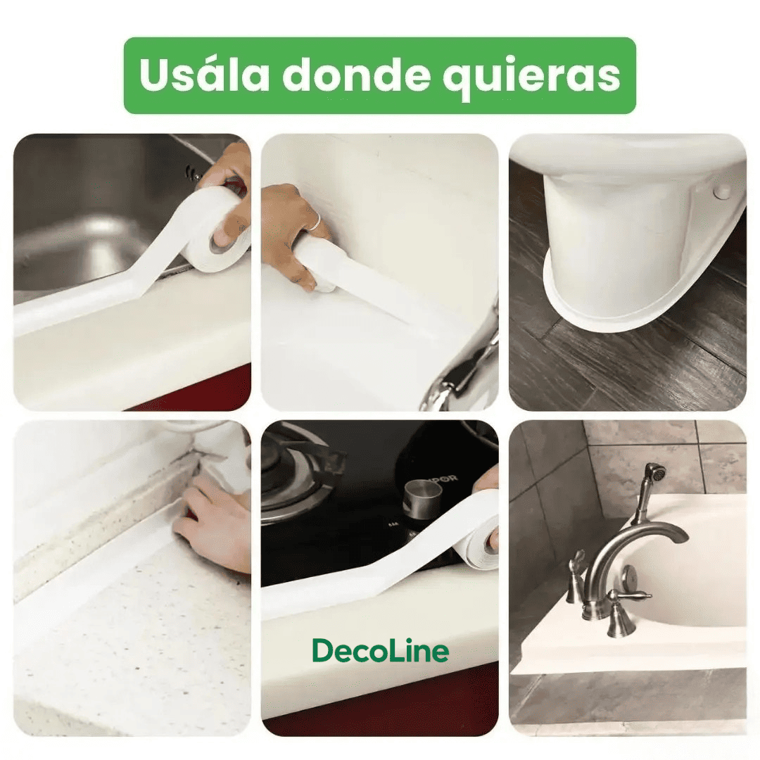 DecoLine™ Cinta Selladora Impermeable para Baño y Cocina Pack x2 12M