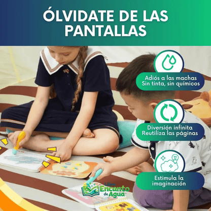 Libro Encanto de Agua™ | Libro Mágico Educativo Reutilizable para Niños 2x1