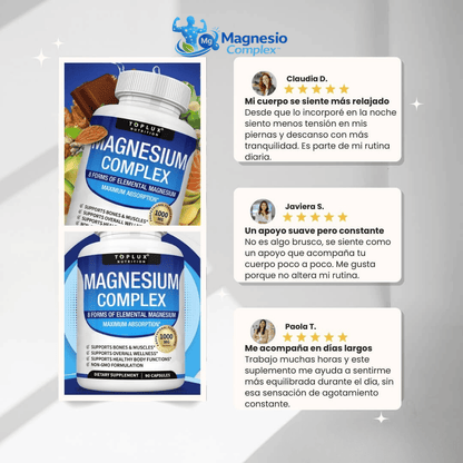 Magnesio Complex™ Suplemento Premium, Apoya la Energía, el Descanso, la Salud Muscular y Osea