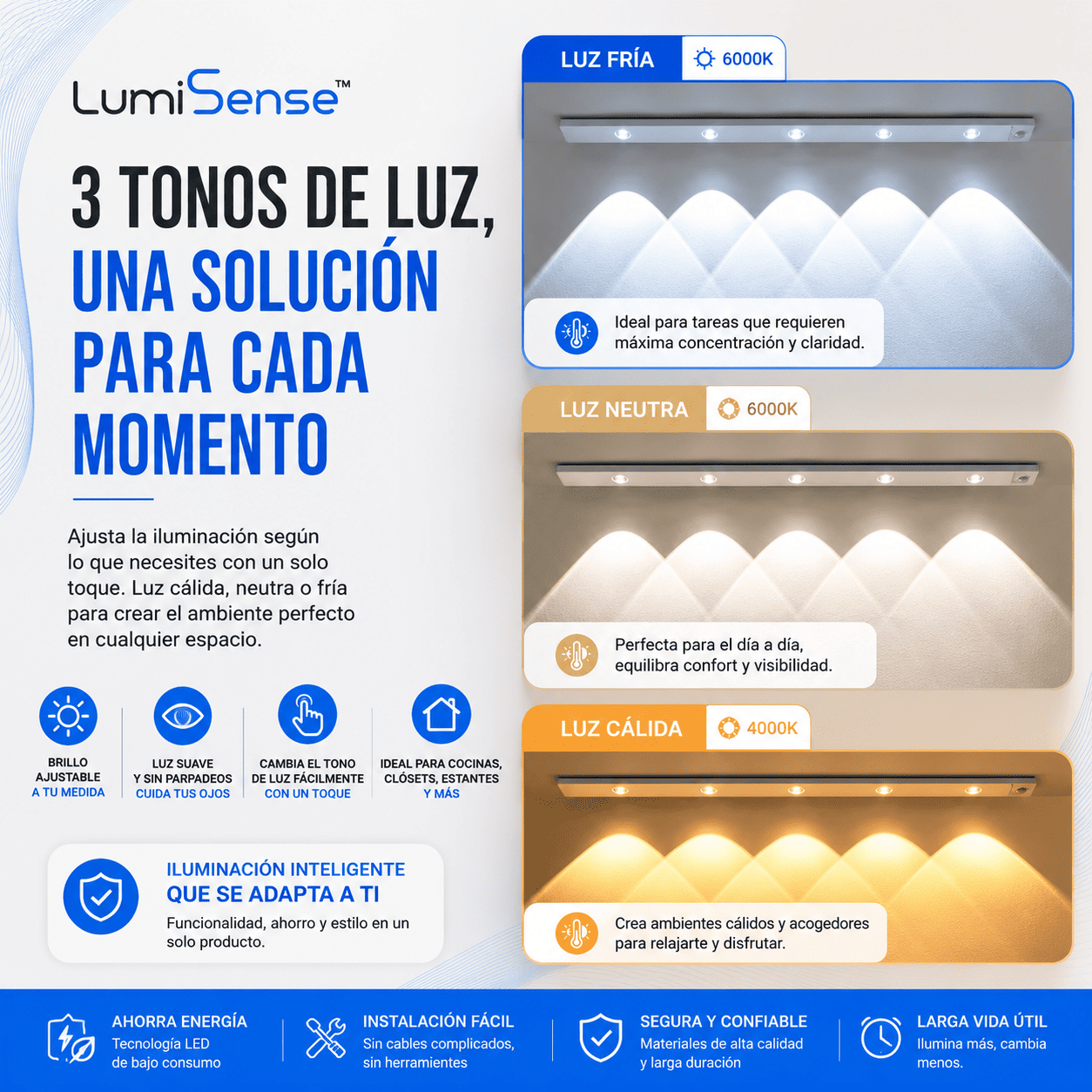 LumiSense™ Barra LED Inteligente con Sensor de Movimiento 50 cm