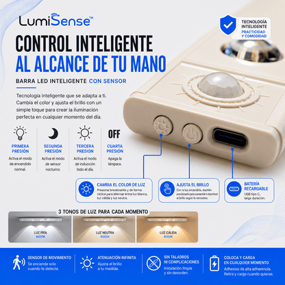 LumiSense™ Barra LED Inteligente con Sensor de Movimiento 50 cm