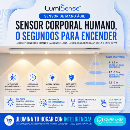 LumiSense™ Barra LED Inteligente con Sensor de Movimiento 50 cm