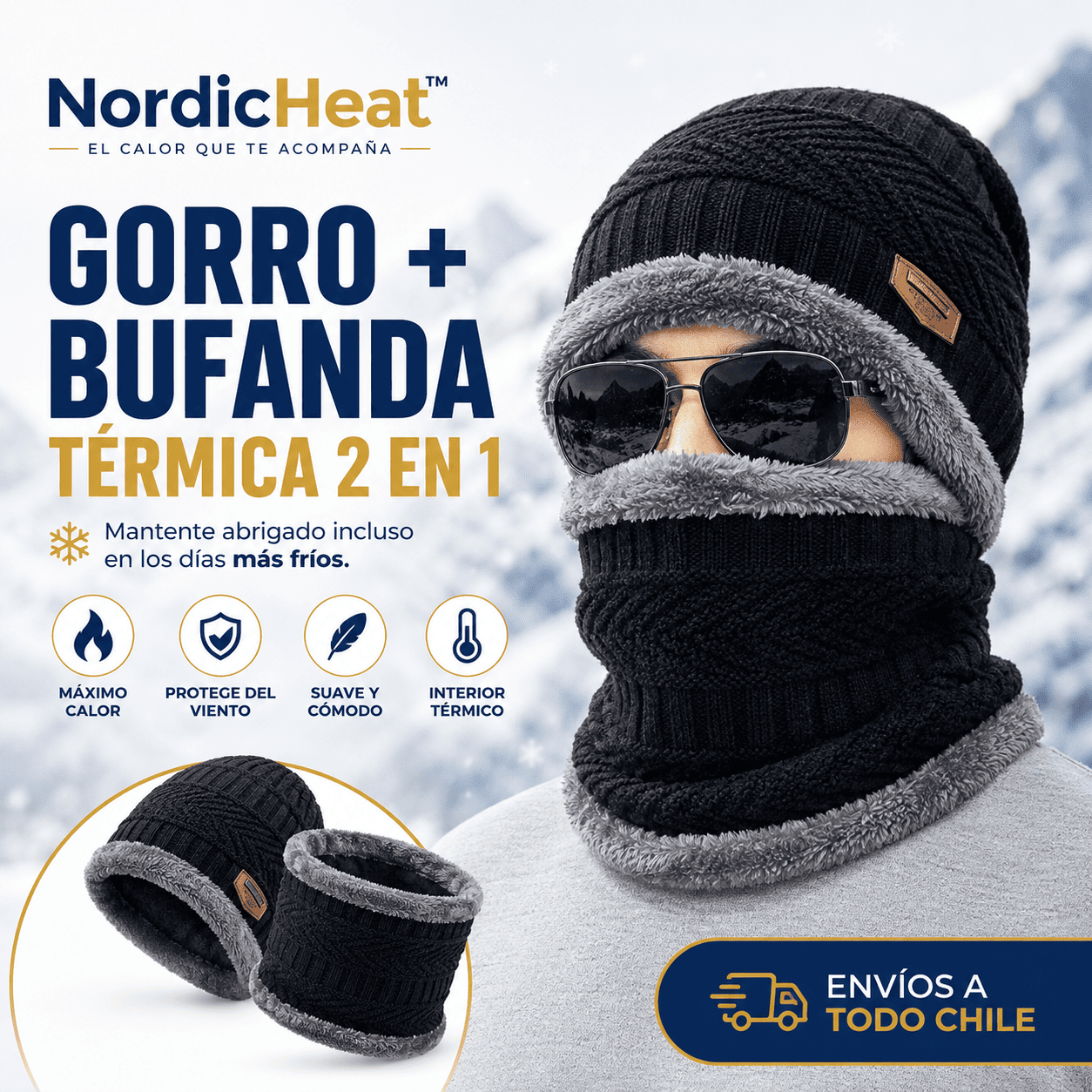 NordicHeat™ Gorro con Bufanda Térmica Unisex para Invierno