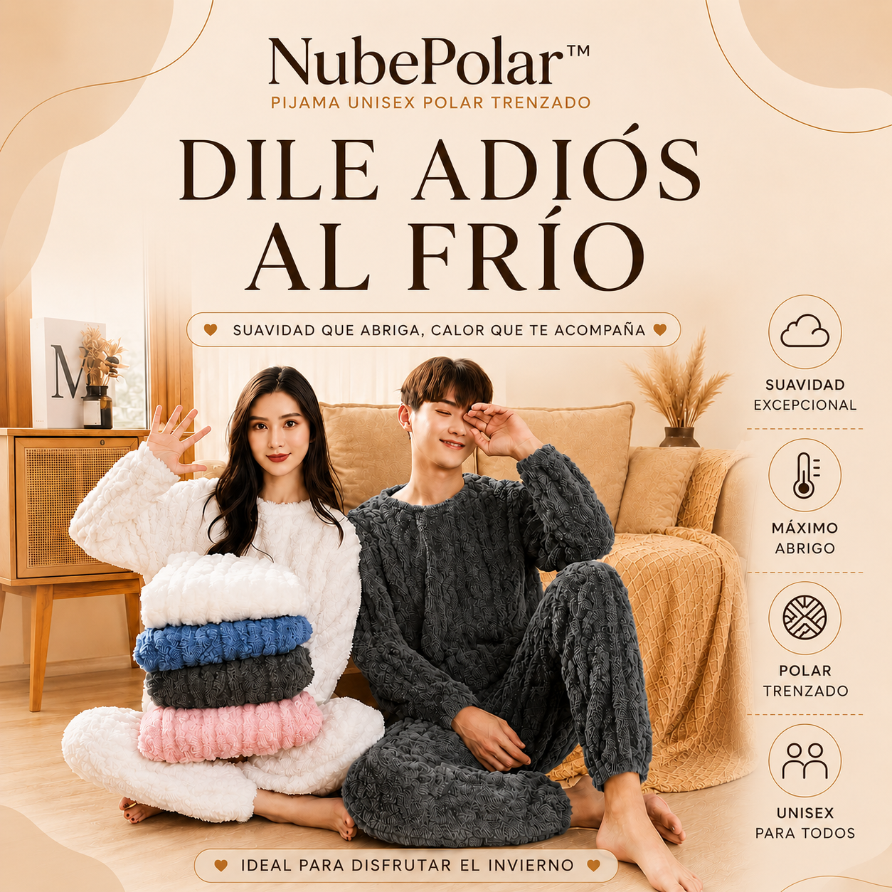 NubePolar™ Pack x2 Pijama Unisex de Polar trenzado