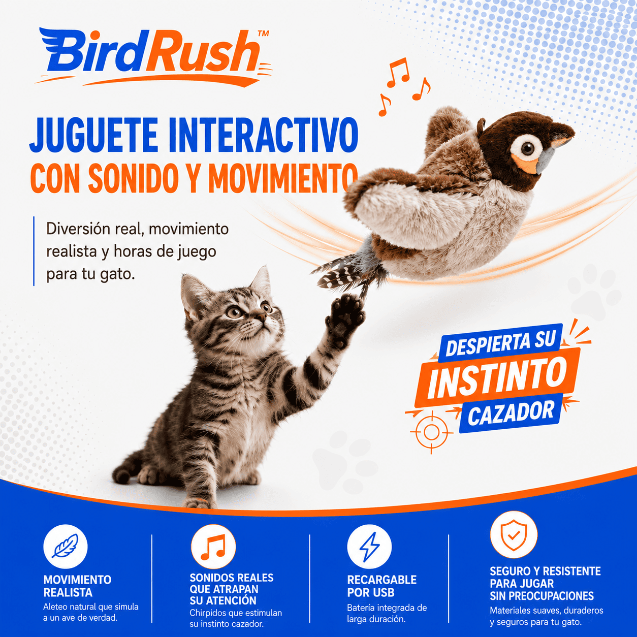BirdRush™ Juguete Ave Interactiva Con Sonido Y Movimiento