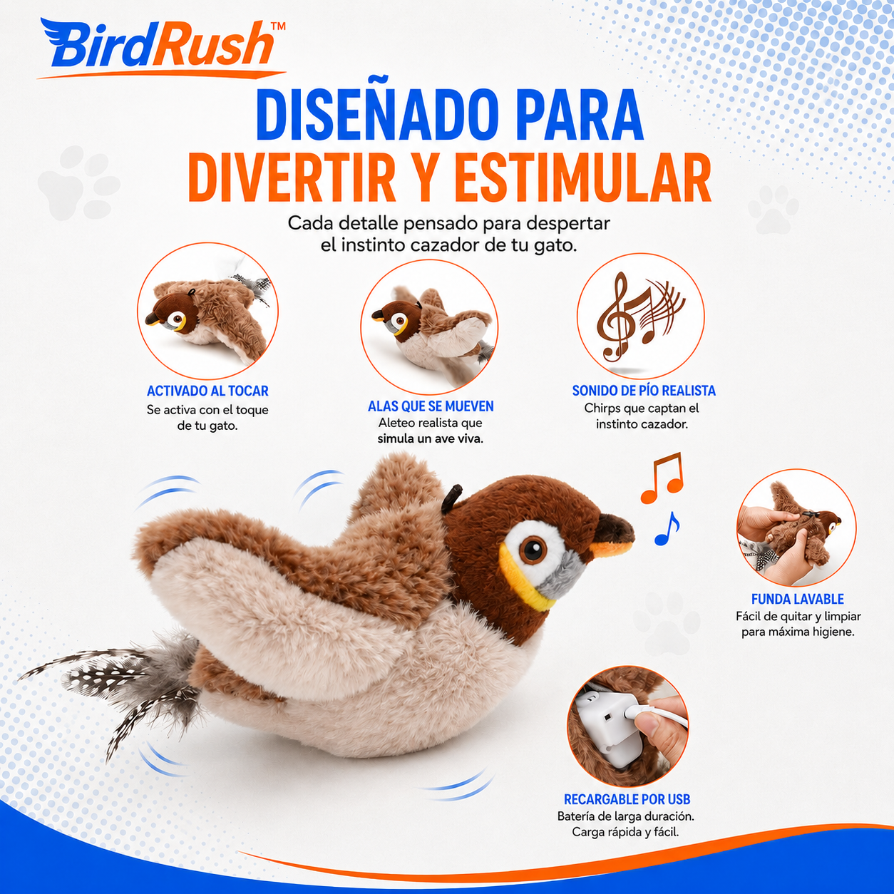 BirdRush™ Juguete Ave Interactiva Con Sonido Y Movimiento