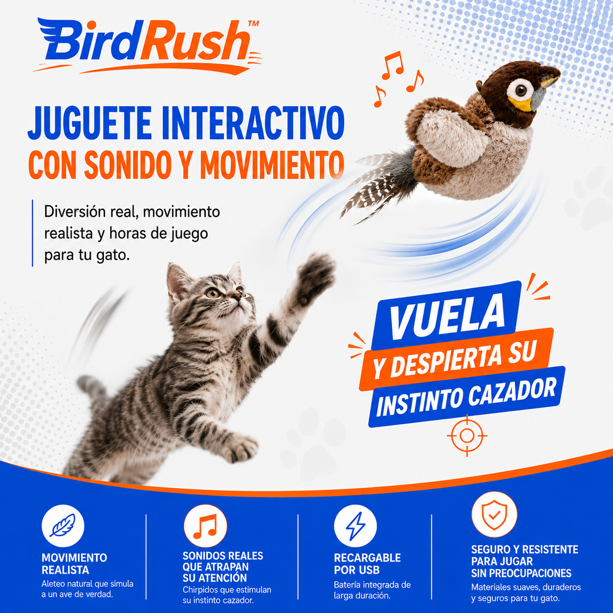 BirdRush™ Juguete Ave Interactiva Con Sonido Y Movimiento