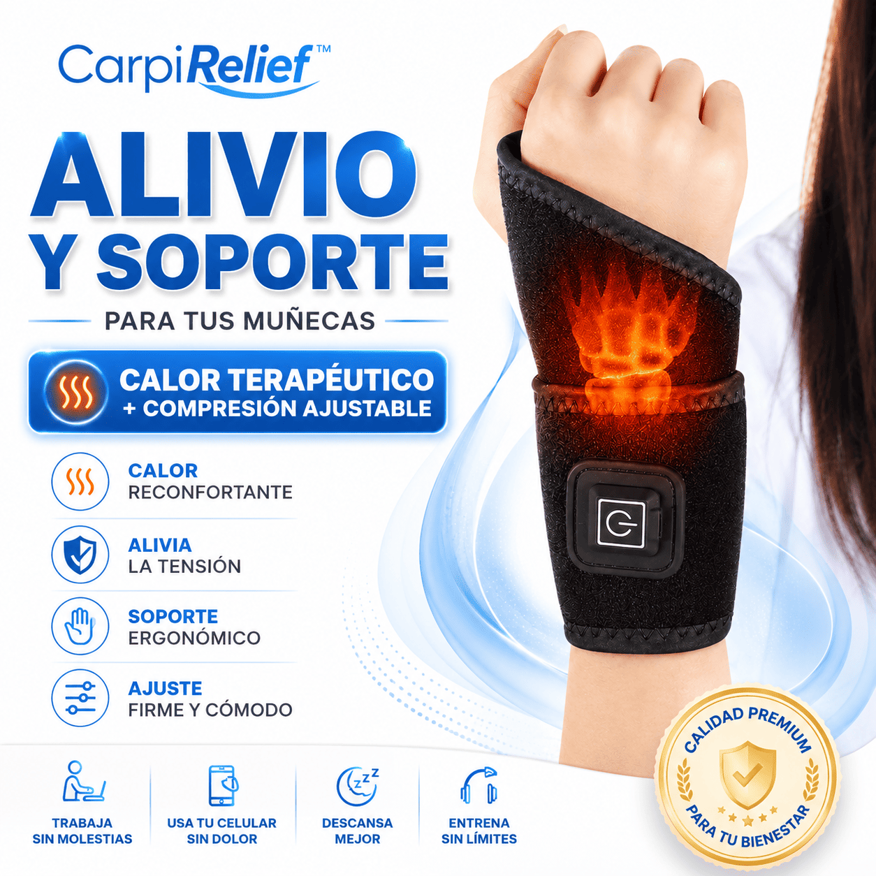 CarpiRelief™ Muñequera Térmica de Alivio para Túnel Carpiano