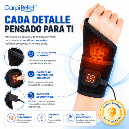 CarpiRelief™ Muñequera Térmica de Alivio para Túnel Carpiano