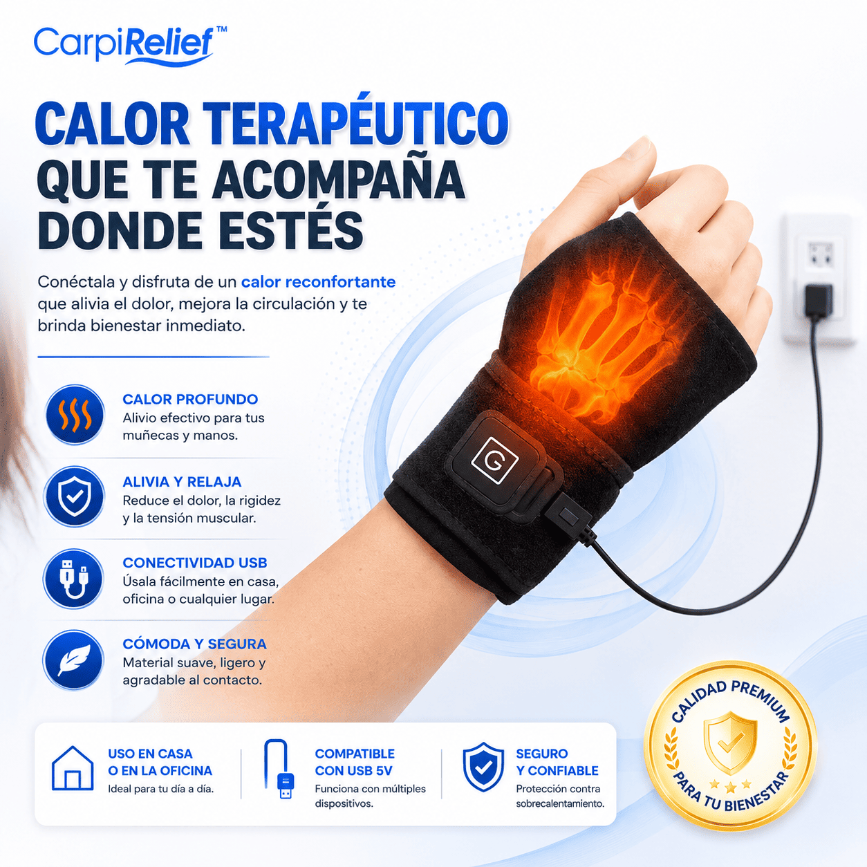 CarpiRelief™ Muñequera Térmica de Alivio para Túnel Carpiano