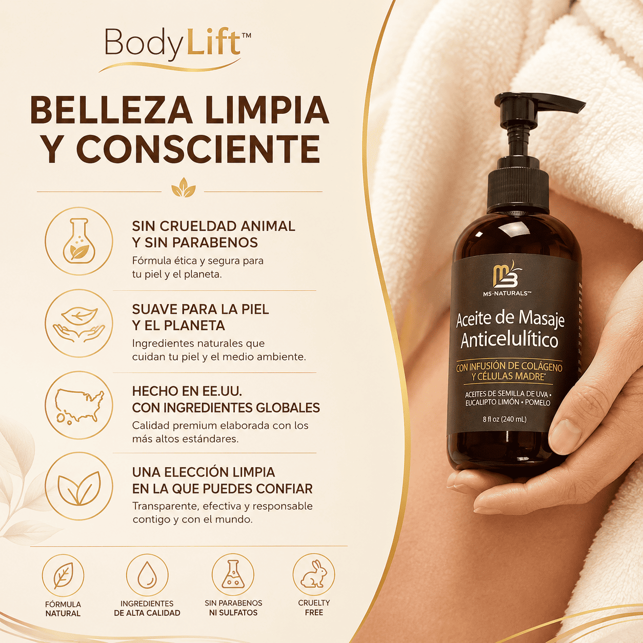 BodyLift™ Aceite Masaje Corporal Reafirmante Anticelulitis