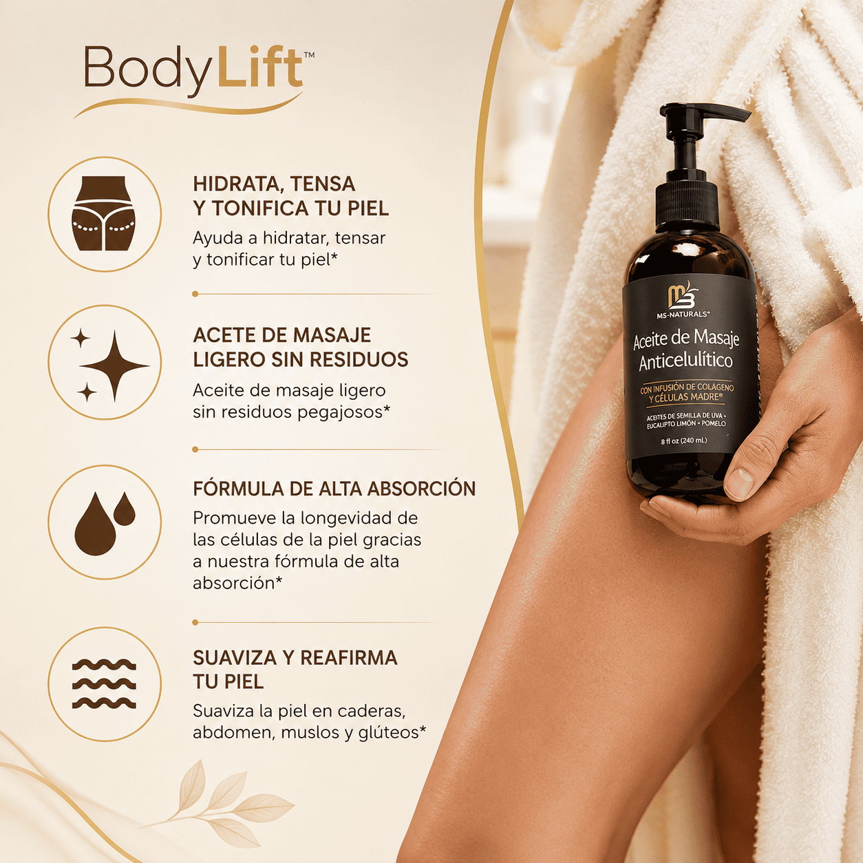 BodyLift™ Aceite Masaje Corporal Reafirmante Anticelulitis