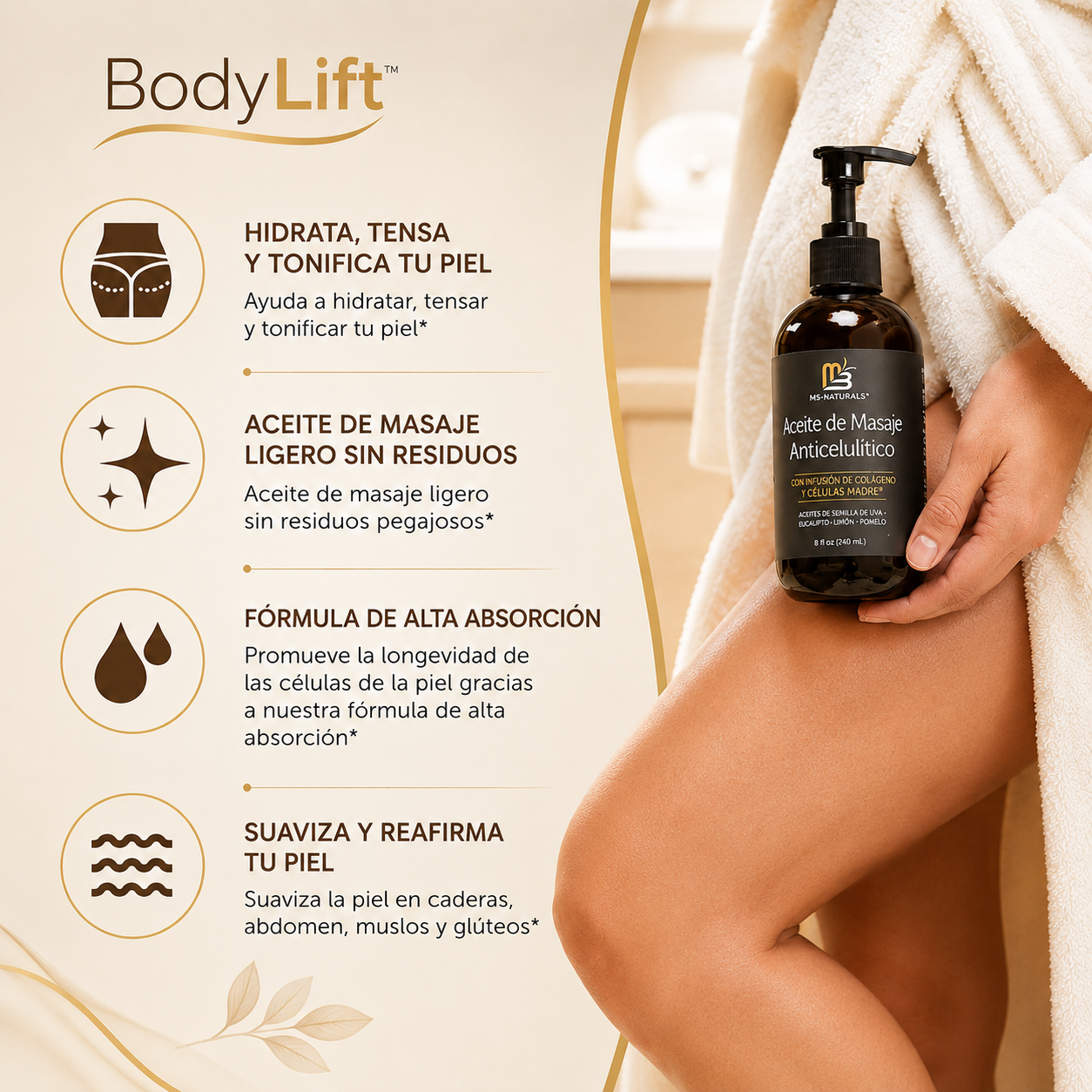 BodyLift™ Aceite Masaje Corporal Reafirmante Anticelulitis Pack x2