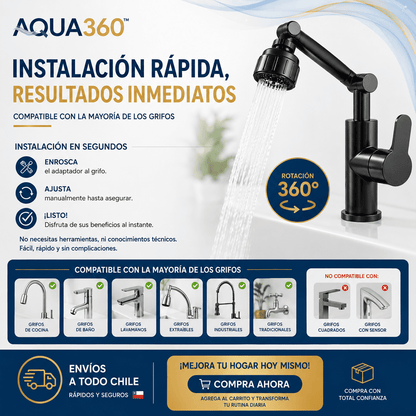 Aqua360™ Grifo Multifuncional Giratorio 360°