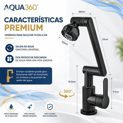 Aqua360™ Grifo Multifuncional Giratorio 360°