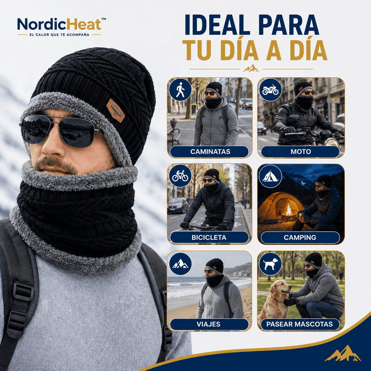 NordicHeat™ Pack Invierno: 2 Gorros + 2 Bufandas Térmicas Unisex