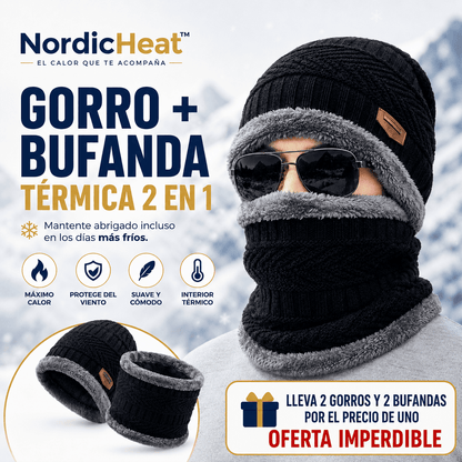 NordicHeat™ Pack Invierno: 2 Gorros + 2 Bufandas Térmicas Unisex