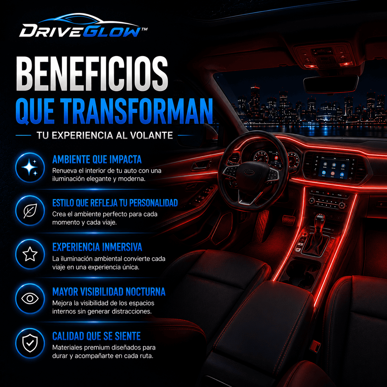 DriveGlow™ Cinta Led Pro para Auto con Control