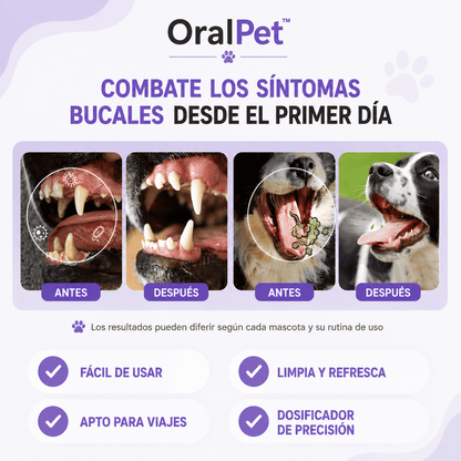 OralPet™ Spray Para Higiene Bucal de Mascotas Elimina el Sarro y Mal Aliento
