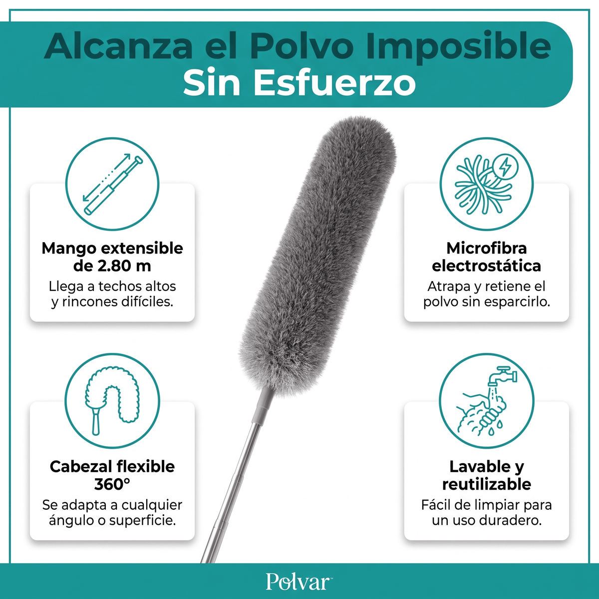 Polvar™ Plumero Extensible Multiuso 2x1