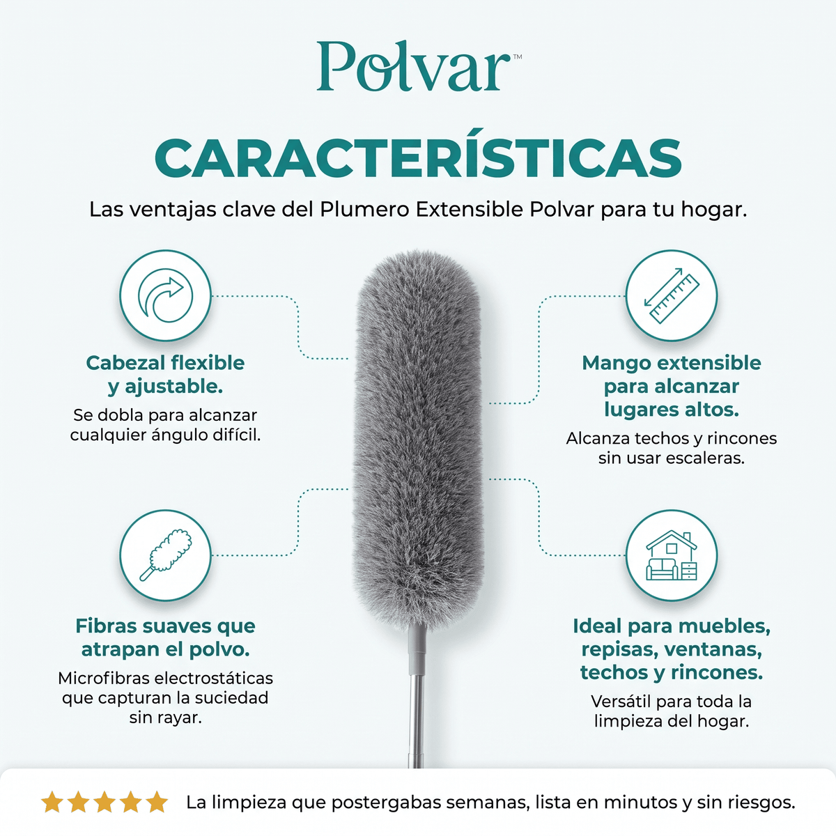 Polvar™ Plumero Extensible Multiuso 2x1