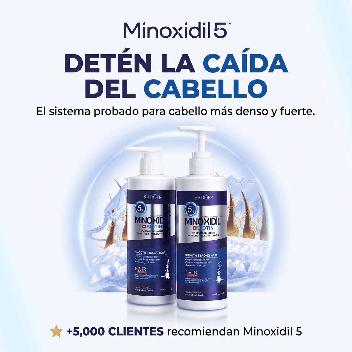 Minoxidil 5™ Set Shampoo + Acondicionador - Reduce Caída y Favorece Crecimiento Capilar