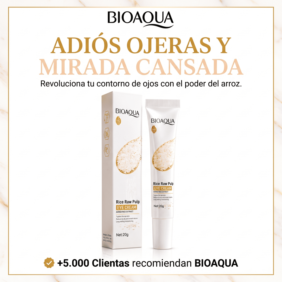 BIOAQUA™ Contorno de Ojos Extracto de Arroz Anti Ojeras 2x1