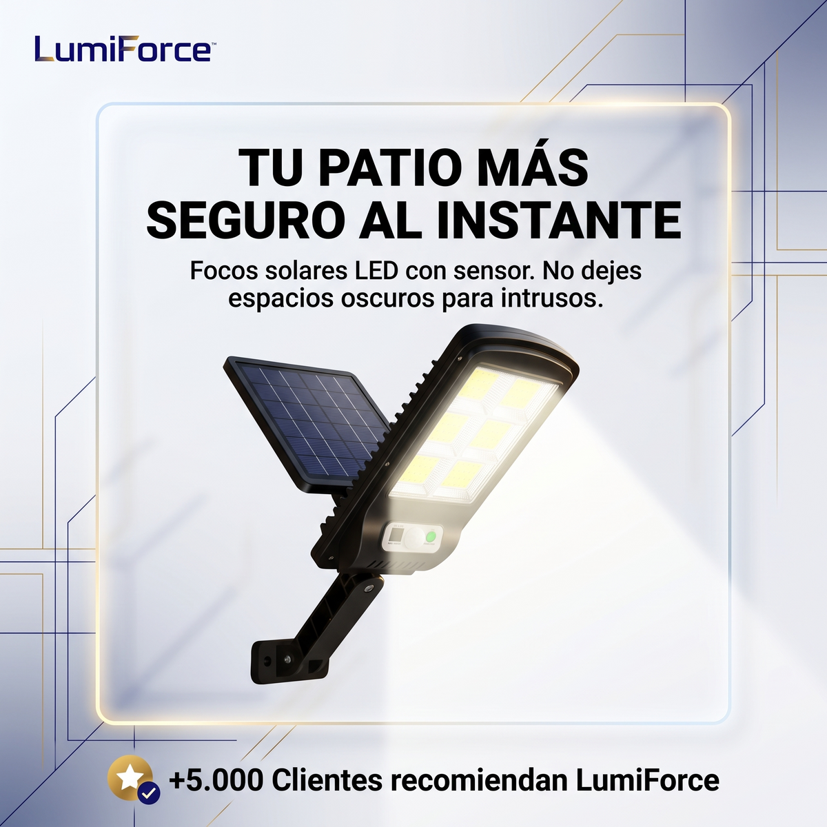 LumiForce™ Pack De 3 Focos LED Solares Para Exterior Con Sensor De Movimiento