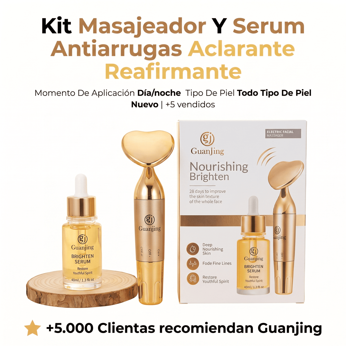 Guanjing™ Kit Masajeador y Serum Antiarrugas Aclarante Reafirmante