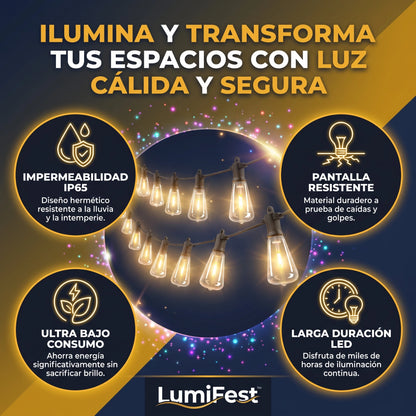 LumiFest™ Guirnalda LED Impermeables para Exterior e Interior 5 Metros 10 Luces