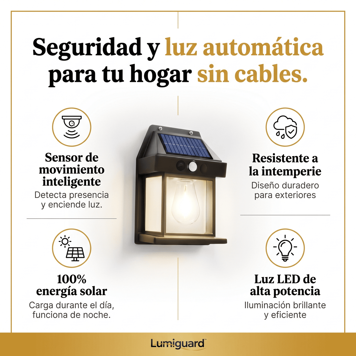 LumiGuard™ Pack x3 Focos Solares LED con Sensor de Movimiento