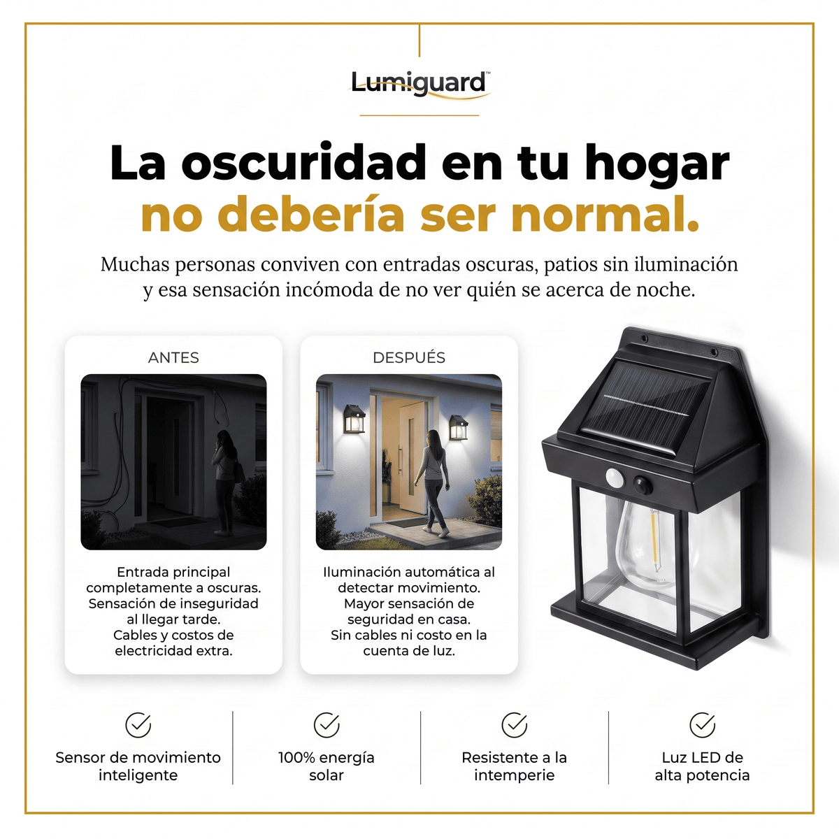 LumiGuard™ Pack x3 Focos Solares LED con Sensor de Movimiento