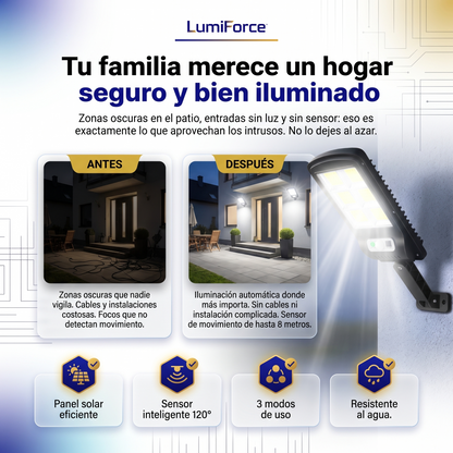 LumiForce™ Pack De 3 Focos LED Solares Para Exterior Con Sensor De Movimiento