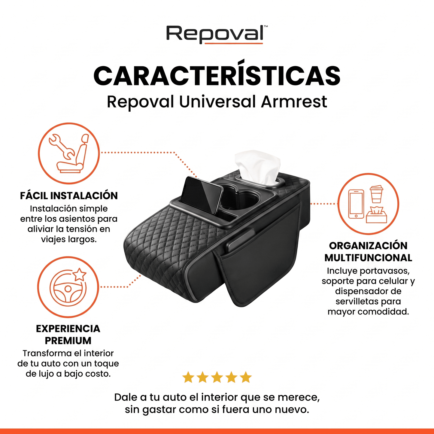 Repoval™ Apoyabrazos Universal para Auto