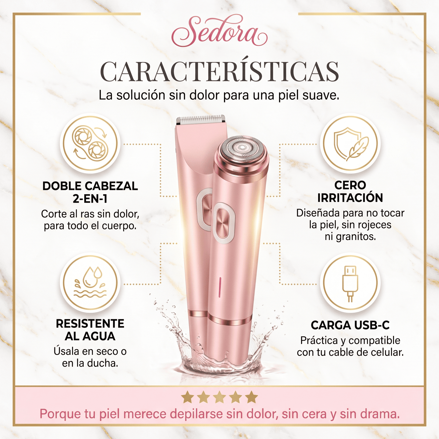 Sedora™ Depiladora femenina 2 en 1 Impermeable