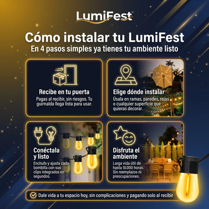 LumiFest™ Guirnalda LED Impermeables para Exterior e Interior 5 Metros 10 Luces