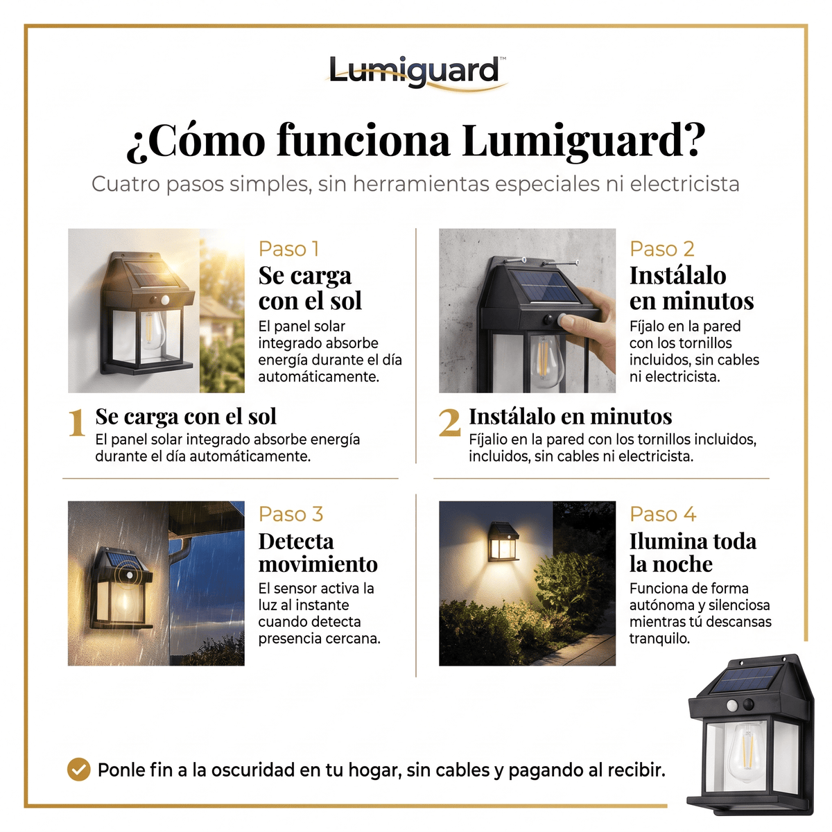 LumiGuard™ Pack x3 Focos Solares LED con Sensor de Movimiento